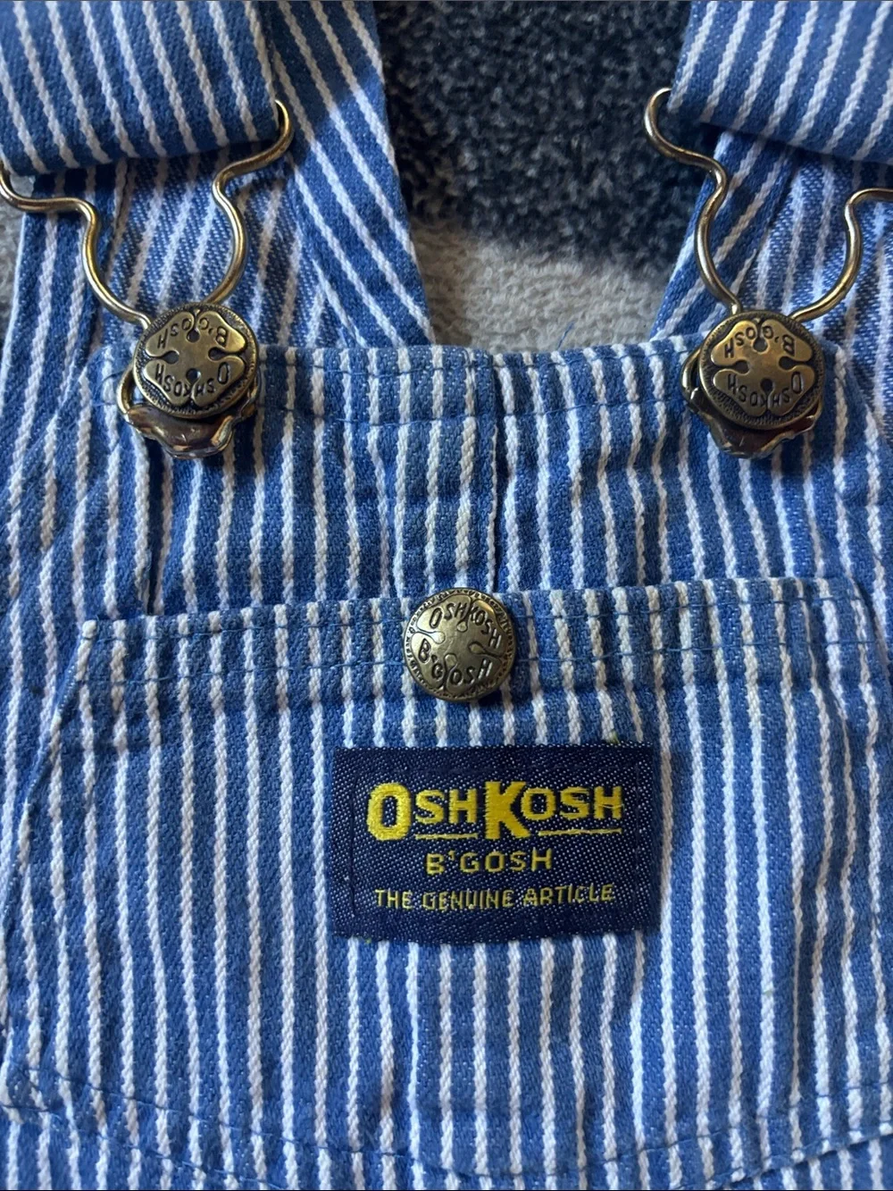 Vintage OshKosh B'gosh Blue & White Striped Shortalls